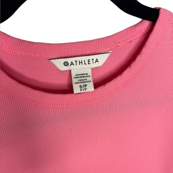 Athleta Signature Rib Tee Dress Bubblegum Raphanus Pink Barbie Size Small - Picture 4 of 13